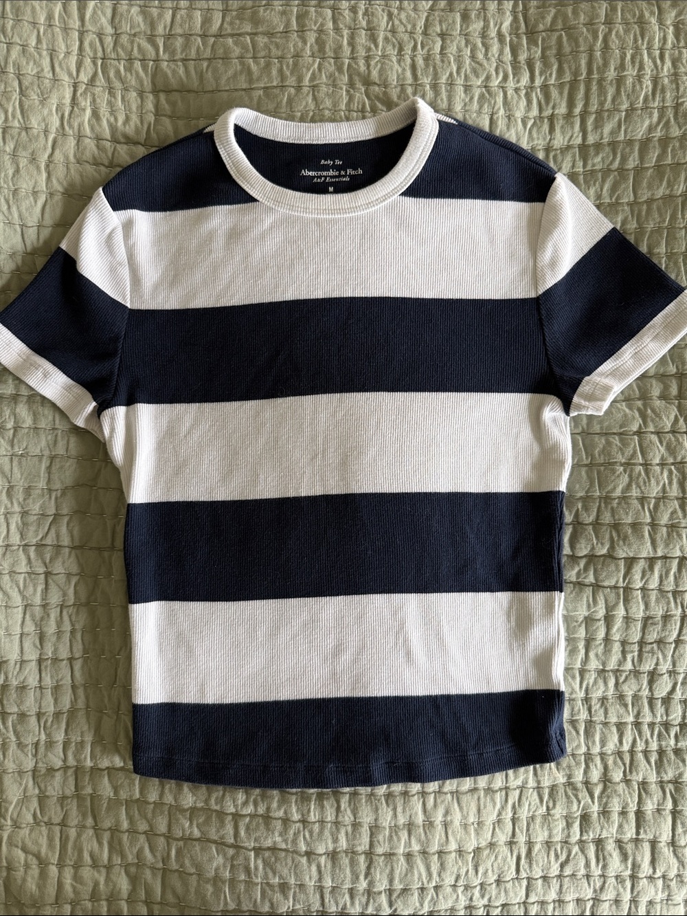 Abercrombie Women’s Nautical Stripe Short Sleeve Tee White Blue